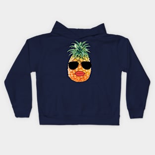 funny Pineapple with Glasses Kids Hoodie